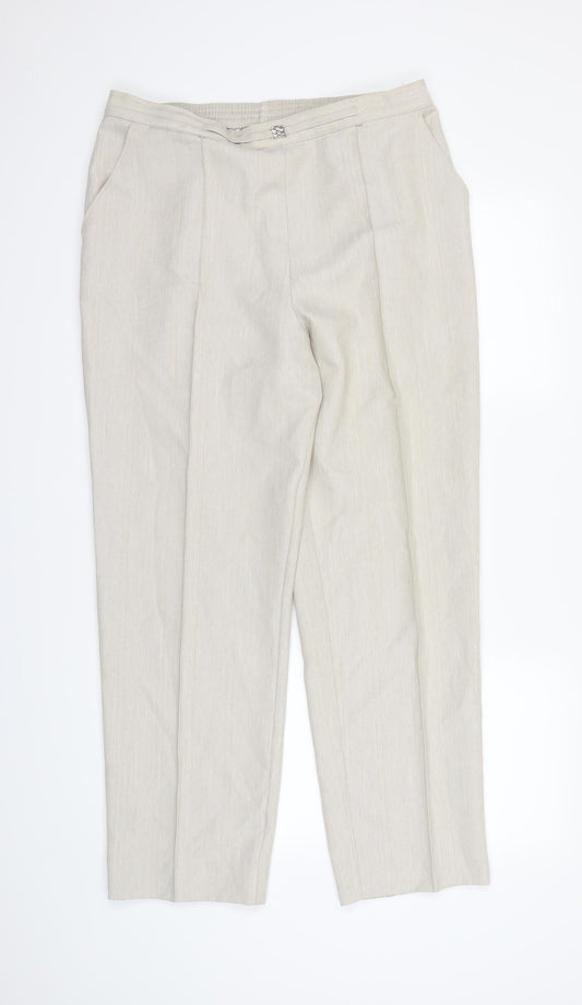 M&S Womens Beige   Dress Pants Trousers Size 14 L27 in