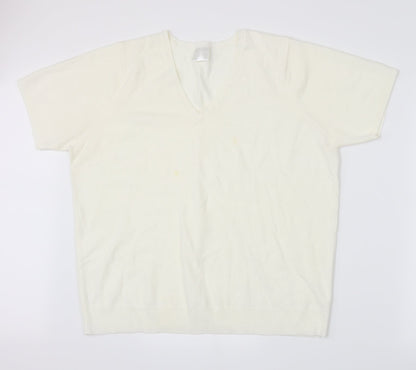 Casual Comfort Womens White  Knit Pullover Jumper Size XL