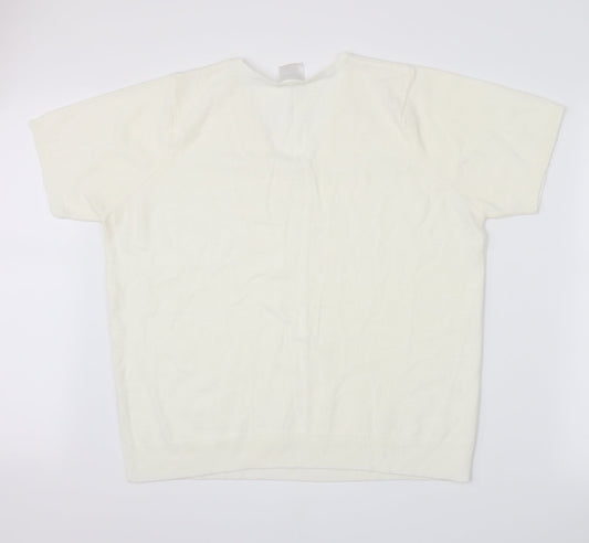Casual Comfort Womens White  Knit Pullover Jumper Size XL