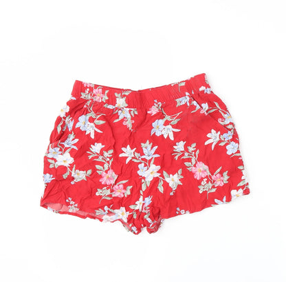 Divided by H&M Womens Red Floral  Hot Pants Shorts Size 8