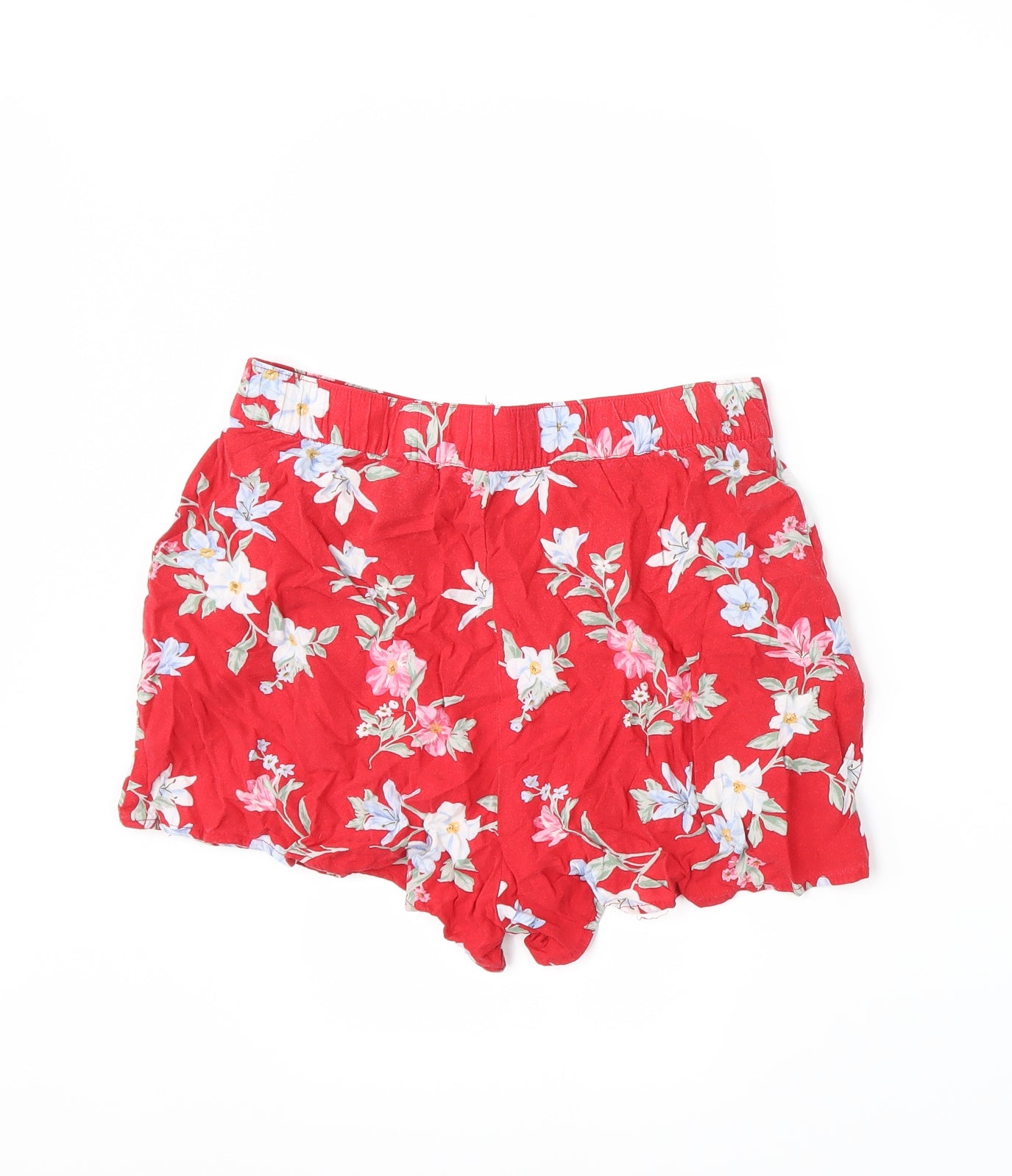 Divided by H&M Womens Red Floral  Hot Pants Shorts Size 8