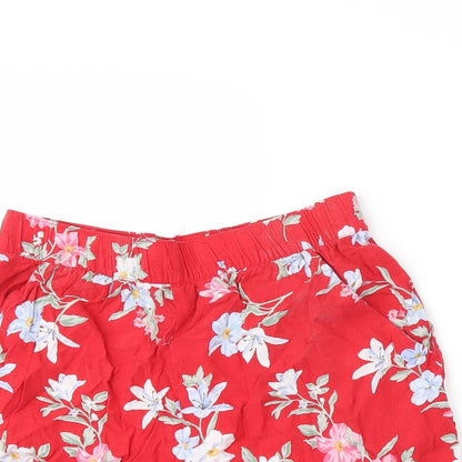 Divided by H&M Womens Red Floral  Hot Pants Shorts Size 8