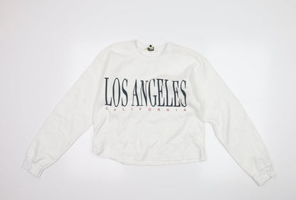 Miss Selfridge Womens White   Pullover Sweatshirt Size S  - slogan