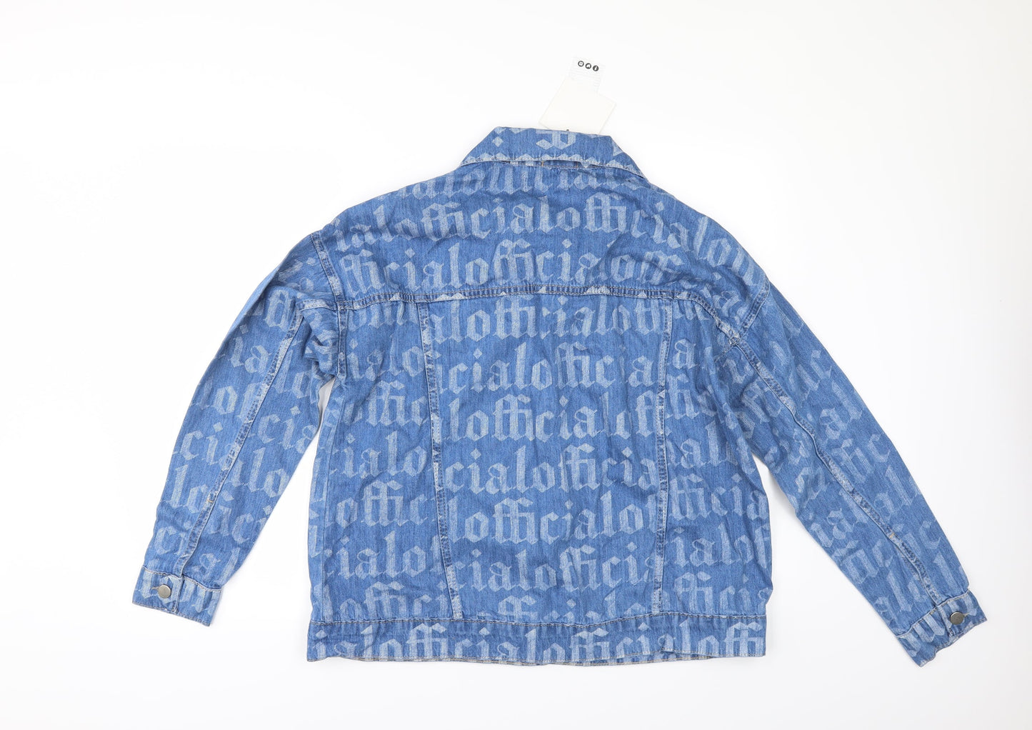 Boohoo Womens Blue Geometric Crochet Jacket  Size 6