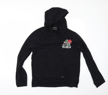 PROJECT PARIS Womens Black   Henley Hoodie Size M