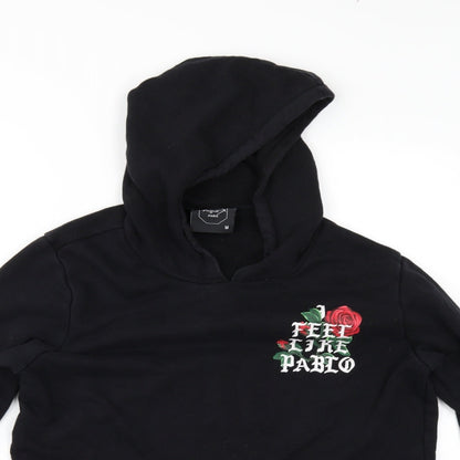 PROJECT PARIS Womens Black   Henley Hoodie Size M