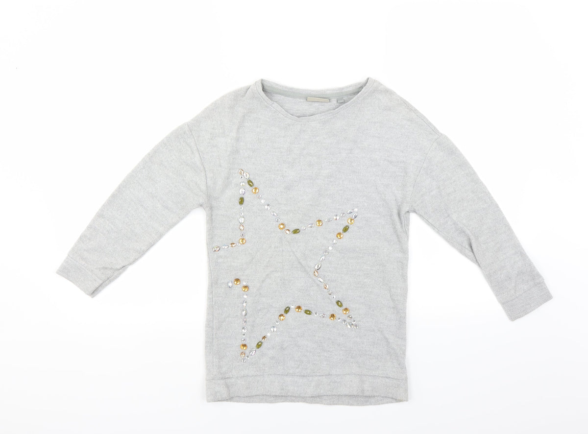 Next Girls Grey   Pullover Jumper Size 8 Years  - Star