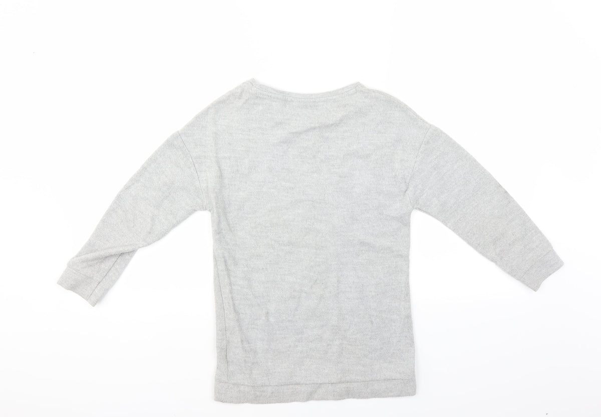 Next Girls Grey   Pullover Jumper Size 8 Years  - Star