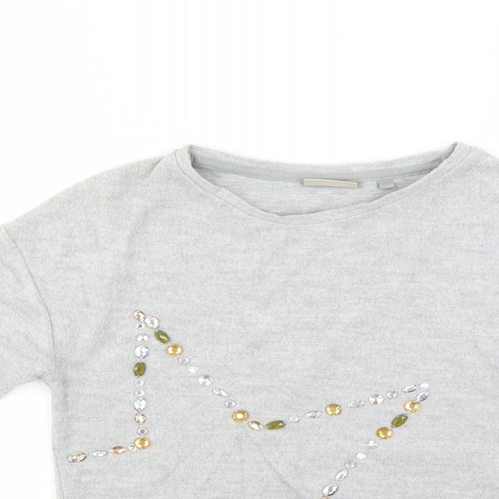 Next Girls Grey   Pullover Jumper Size 8 Years  - Star