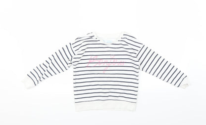Primark Girls White Striped  Pullover Sweatshirt Size 5-6 Years