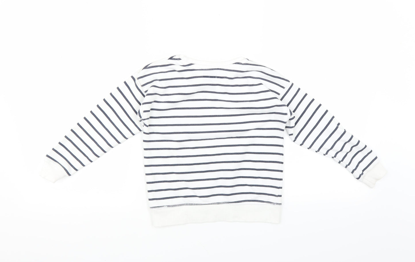 Primark Girls White Striped  Pullover Sweatshirt Size 5-6 Years