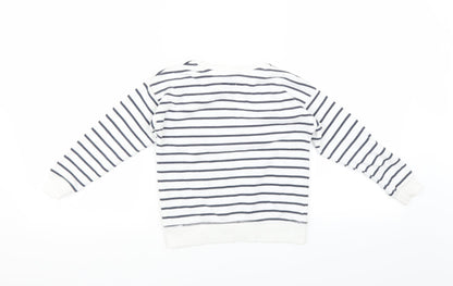Primark Girls White Striped  Pullover Sweatshirt Size 5-6 Years
