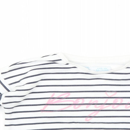 Primark Girls White Striped  Pullover Sweatshirt Size 5-6 Years