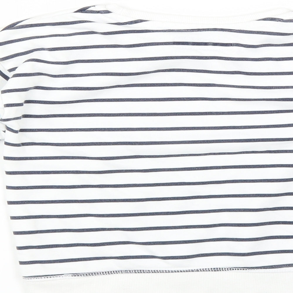 Primark Girls White Striped  Pullover Sweatshirt Size 5-6 Years