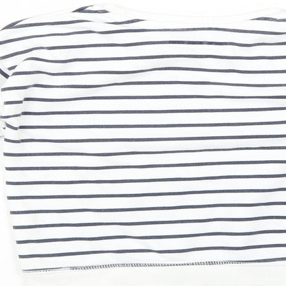 Primark Girls White Striped  Pullover Sweatshirt Size 5-6 Years