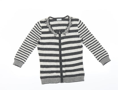 Marks and Spencer Womens Grey Striped  Cardigan Jumper Size S
