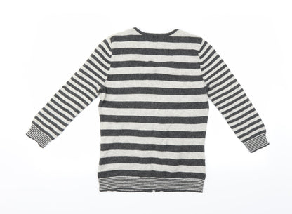 Marks and Spencer Womens Grey Striped  Cardigan Jumper Size S