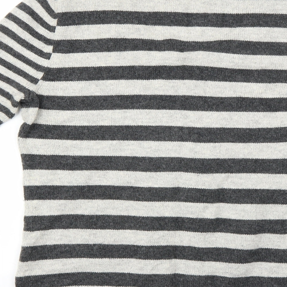 Marks and Spencer Womens Grey Striped  Cardigan Jumper Size S