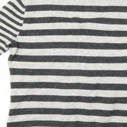 Marks and Spencer Womens Grey Striped  Cardigan Jumper Size S
