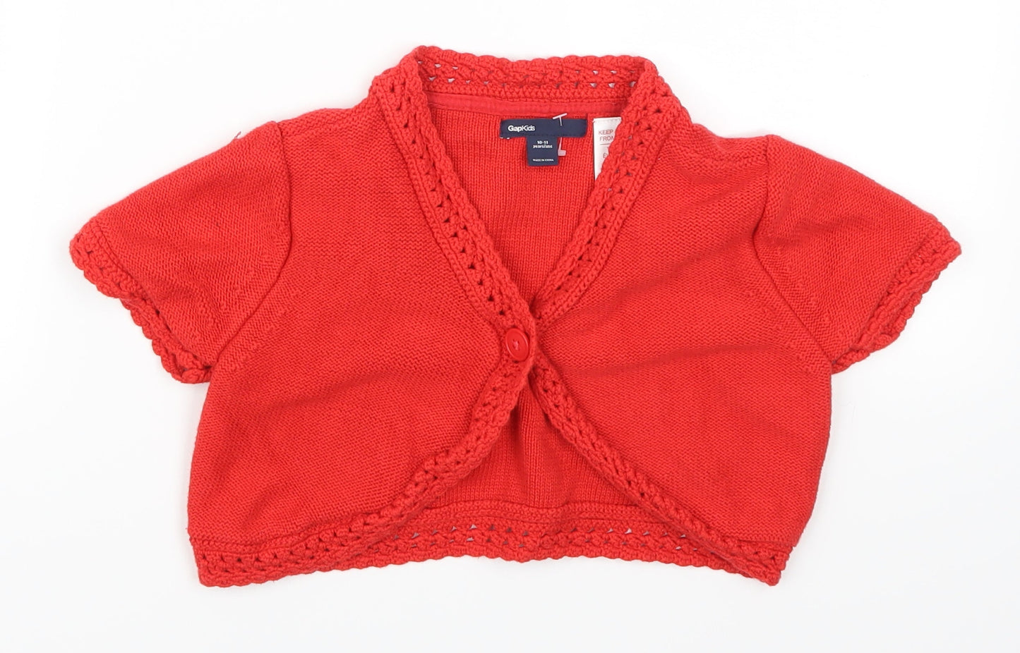 Gap Girls Red   Cardigan Jumper Size 10-11 Years