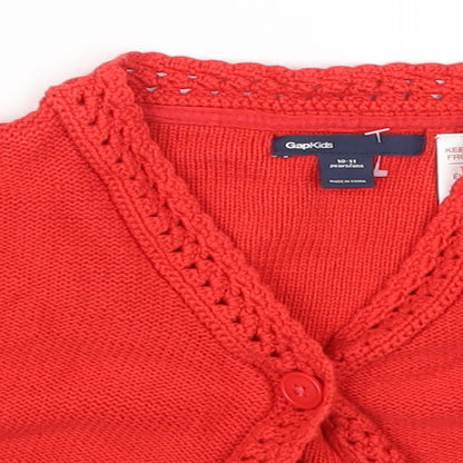 Gap Girls Red   Cardigan Jumper Size 10-11 Years