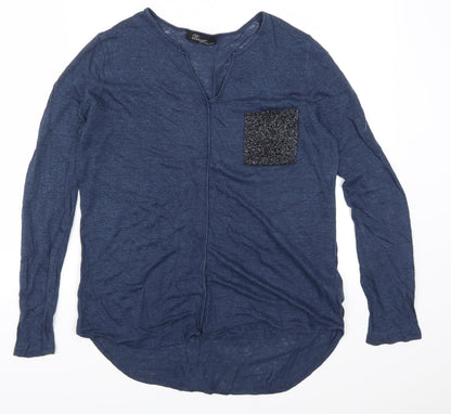 Peruggi Womens Blue   Basic T-Shirt Size 14
