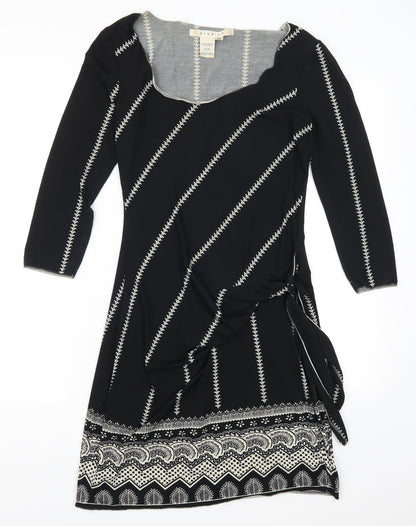 Studio Womens Black Striped  A-Line  Size XS