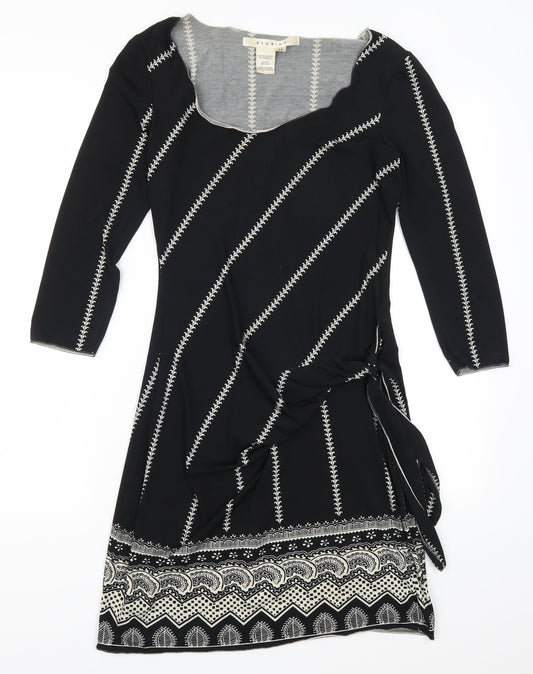 Studio Womens Black Striped  A-Line  Size XS