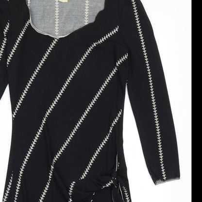 Studio Womens Black Striped  A-Line  Size XS