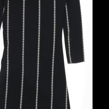 Studio Womens Black Striped  A-Line  Size XS