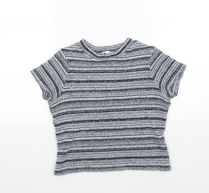 River Island Womens Blue Striped Knit Pullover Jumper Size 8
