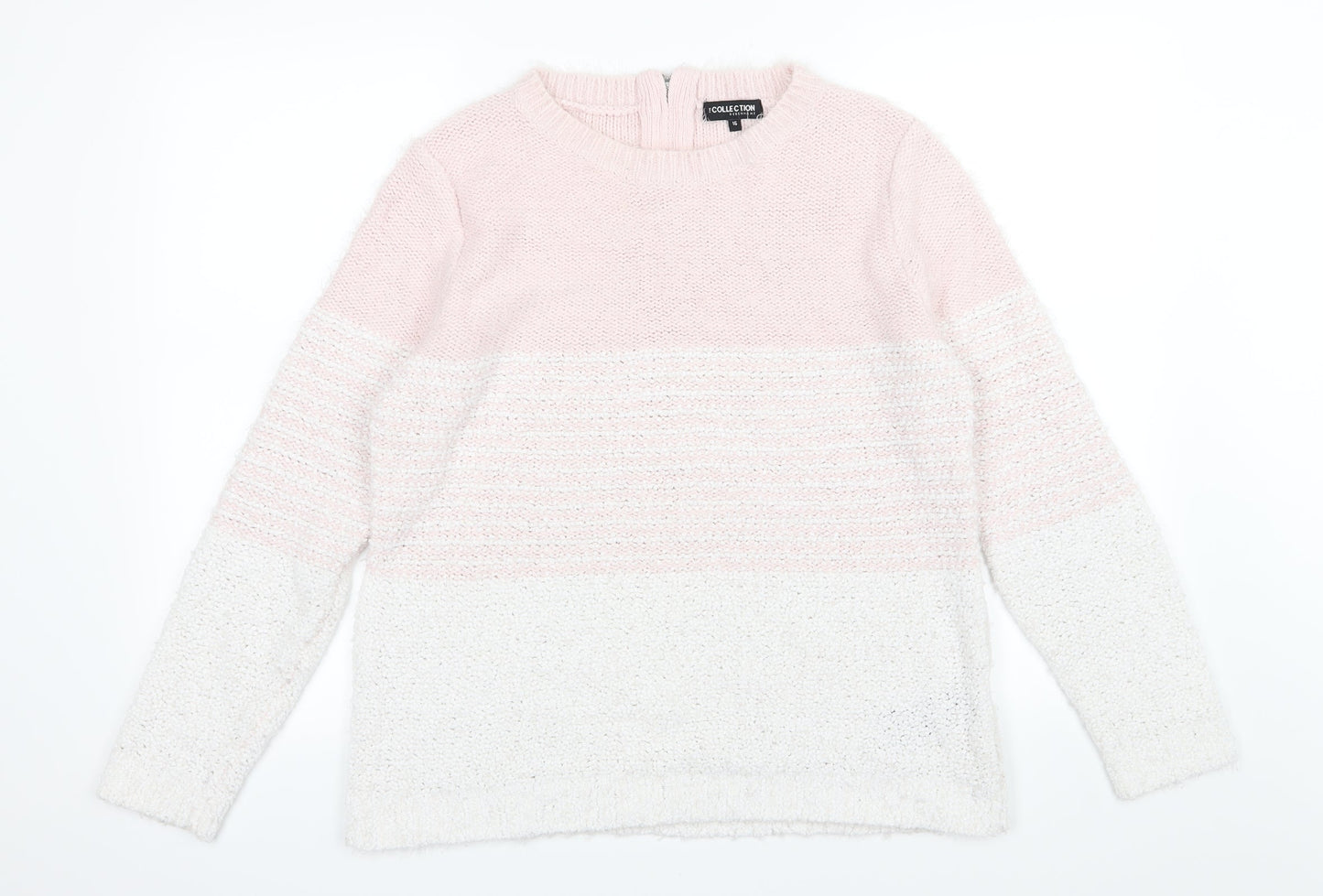 Debenhams Womens Pink Striped Knit Pullover Jumper Size 16