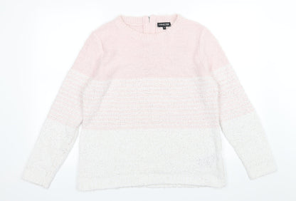 Debenhams Womens Pink Striped Knit Pullover Jumper Size 16