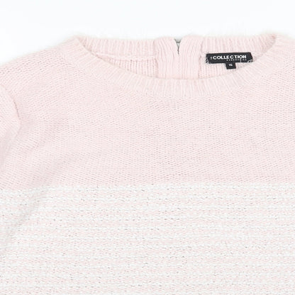 Debenhams Womens Pink Striped Knit Pullover Jumper Size 16