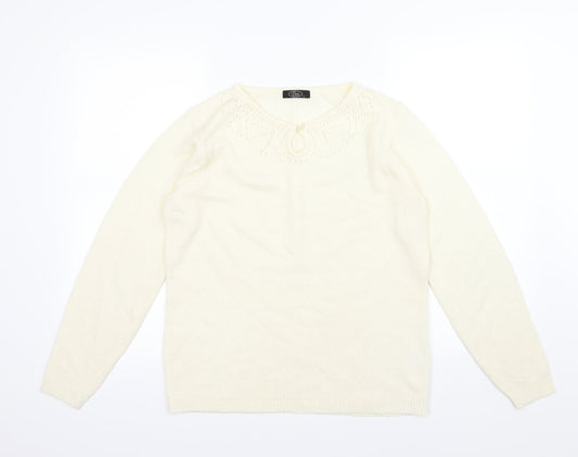 Bonmarché Womens Ivory Knit Pullover Jumper Size S