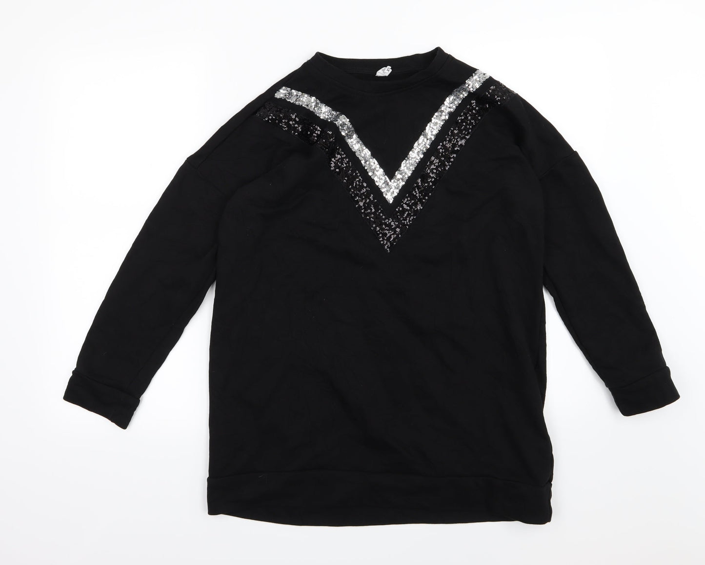 Defacto Womens Black Striped Jersey Pullover Sweatshirt Size XS  - Sequin oversized