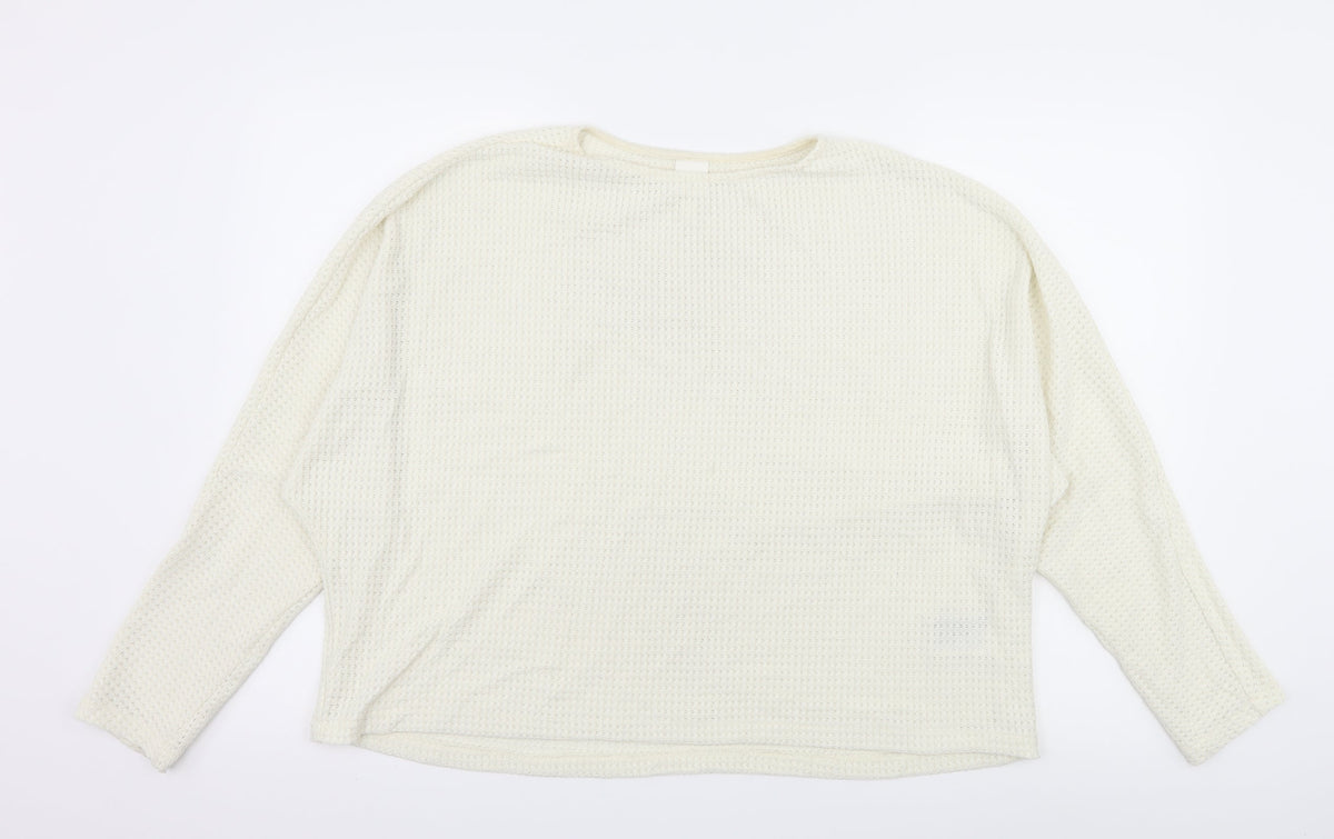 H&M Womens Ivory  Knit Pullover Jumper Size L