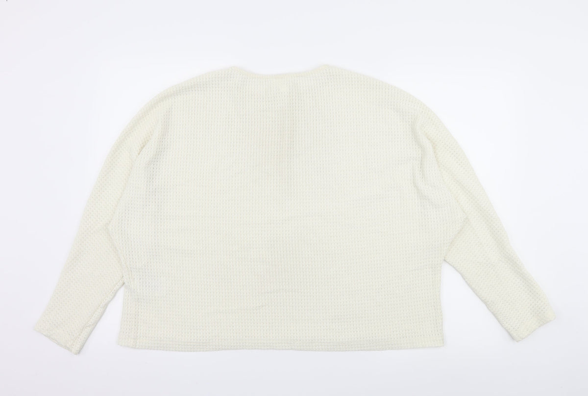H&M Womens Ivory  Knit Pullover Jumper Size L