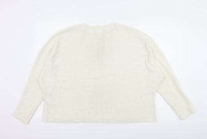 H&M Womens Ivory  Knit Pullover Jumper Size L