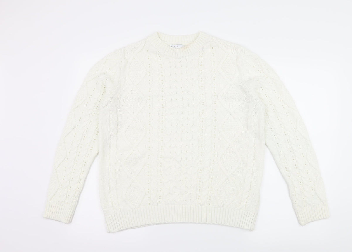 Papaya Womens White  Knit Pullover Jumper Size M