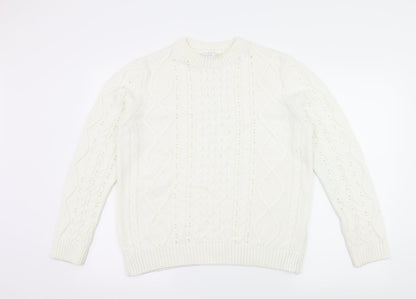 Papaya Womens White  Knit Pullover Jumper Size M