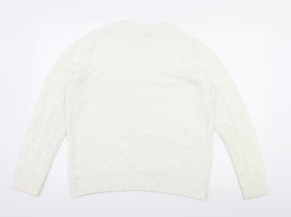 Papaya Womens White  Knit Pullover Jumper Size M