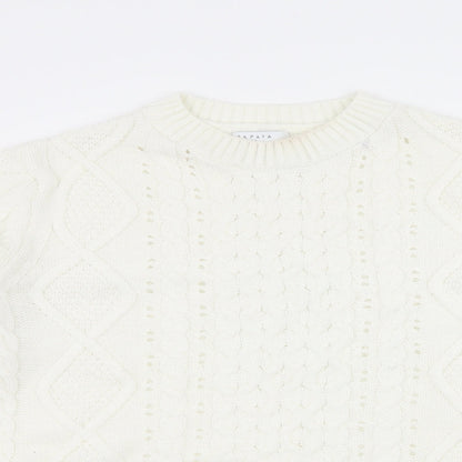Papaya Womens White  Knit Pullover Jumper Size M