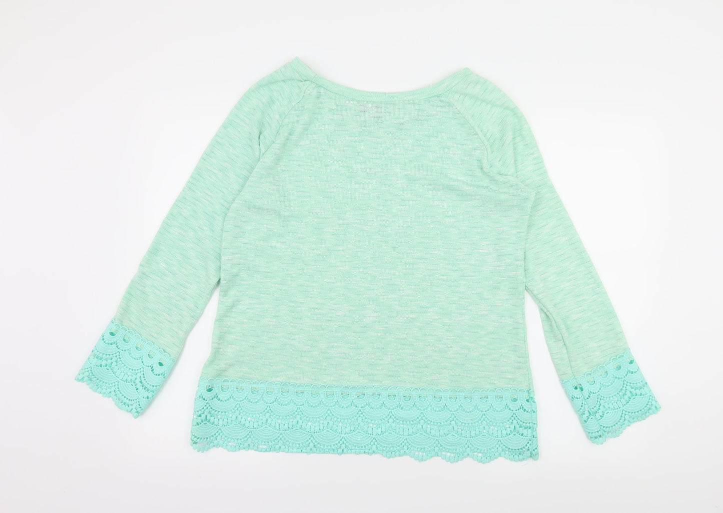 Paramour Womens Green  Knit Pullover Jumper Size M  - Crochet detail