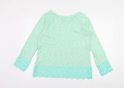 Paramour Womens Green  Knit Pullover Jumper Size M  - Crochet detail