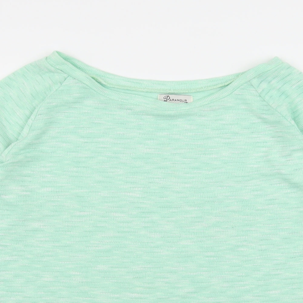 Paramour Womens Green  Knit Pullover Jumper Size M  - Crochet detail