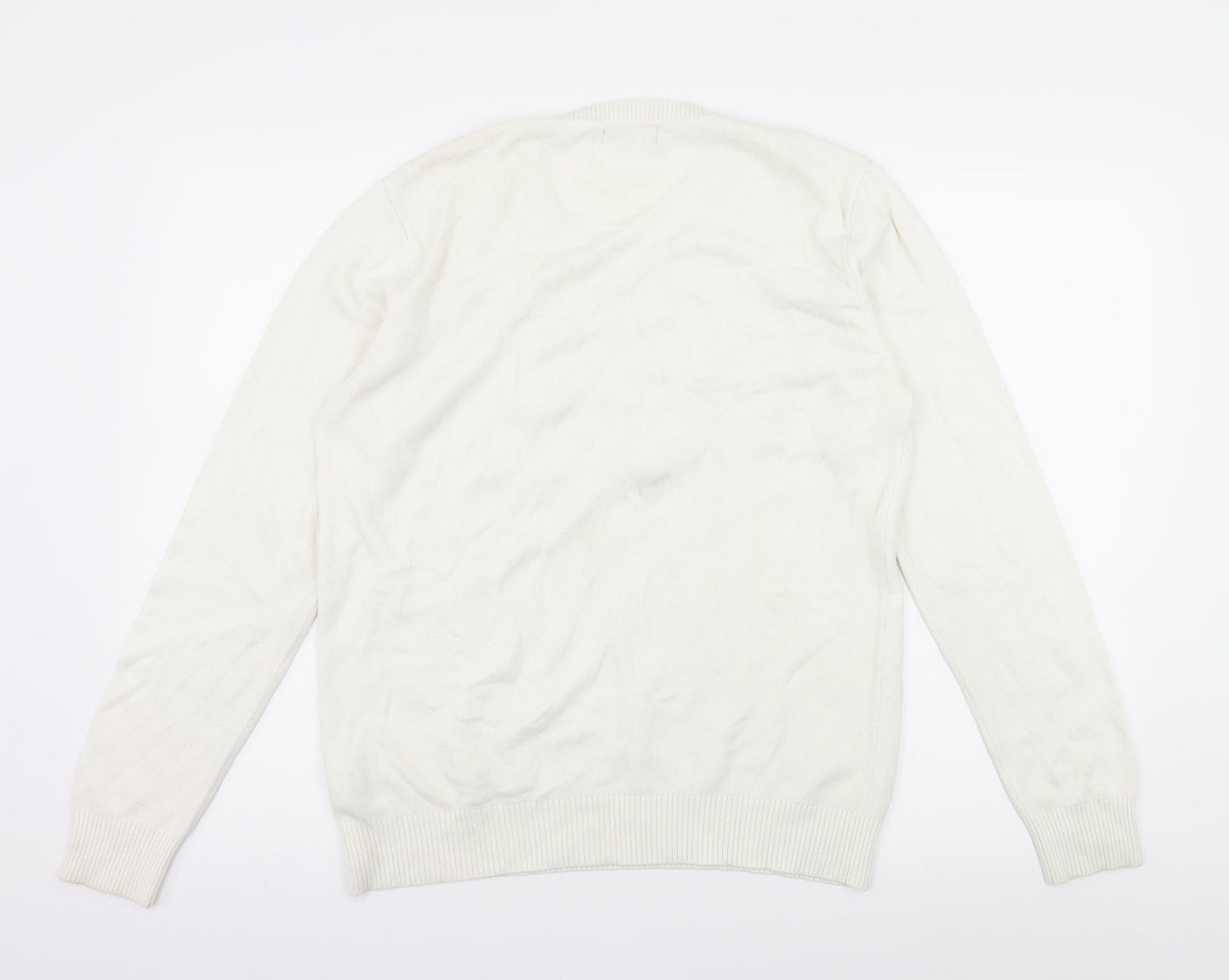 Claudia C Womens White Animal Print Knit Pullover Jumper Size L