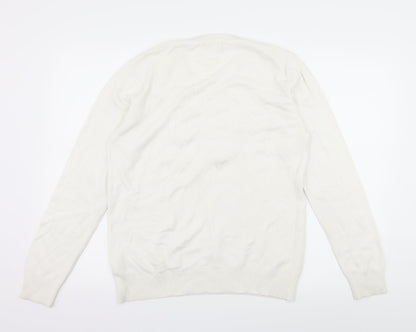 Claudia C Womens White Animal Print Knit Pullover Jumper Size L