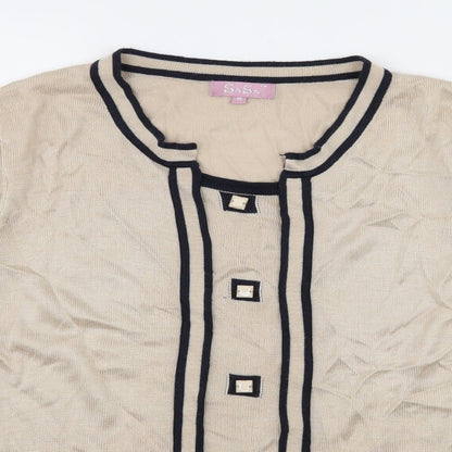 SaSa Womens Beige Striped Knit Basic T-Shirt Size M