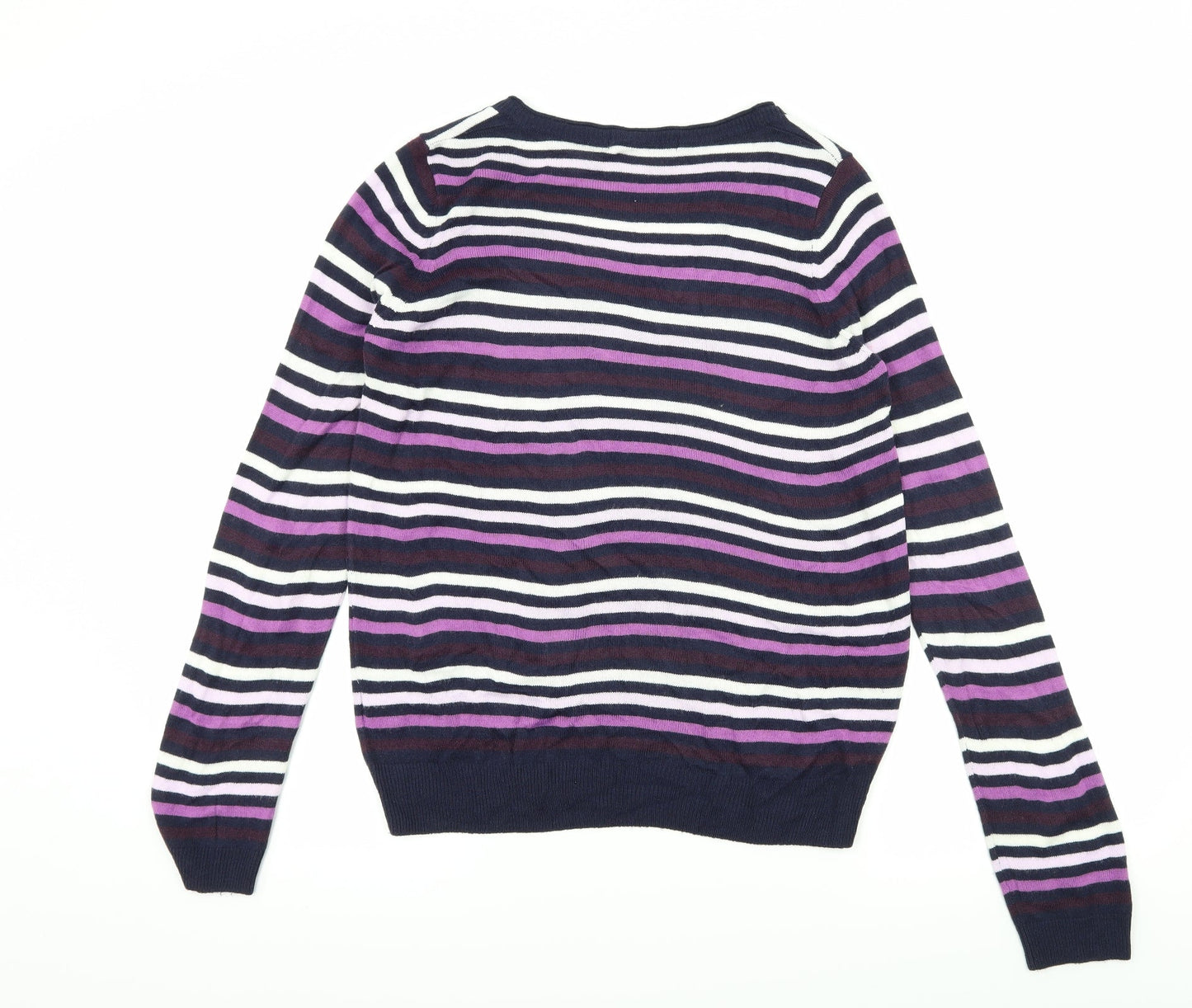 Marks and Spencer Womens Purple Striped Knit Pullover Jumper Size 12